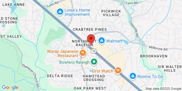 Map of 6800 Glenwood Ave Raleigh, NC 27612