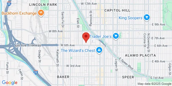 Map of 301 W 6th Ave Denver, CO 80204